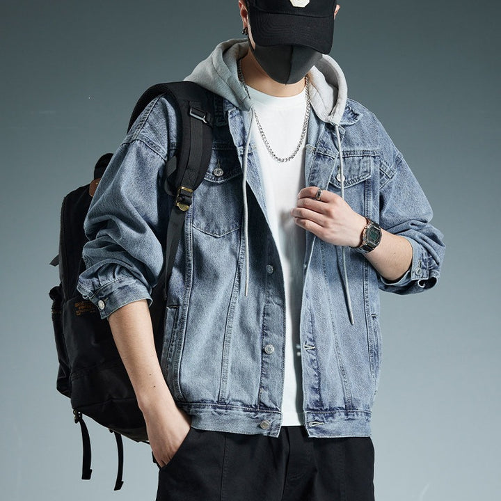 Men's Casual Denim Jacket with Hood Mune Fashion 1788342454