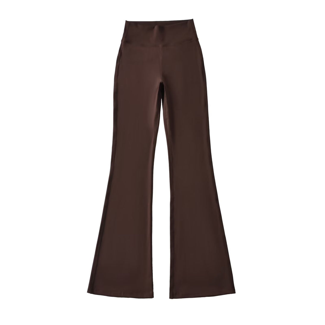 Ladies High-Waisted Flared Yoga Pants with Shaped Waist Mune Fashion