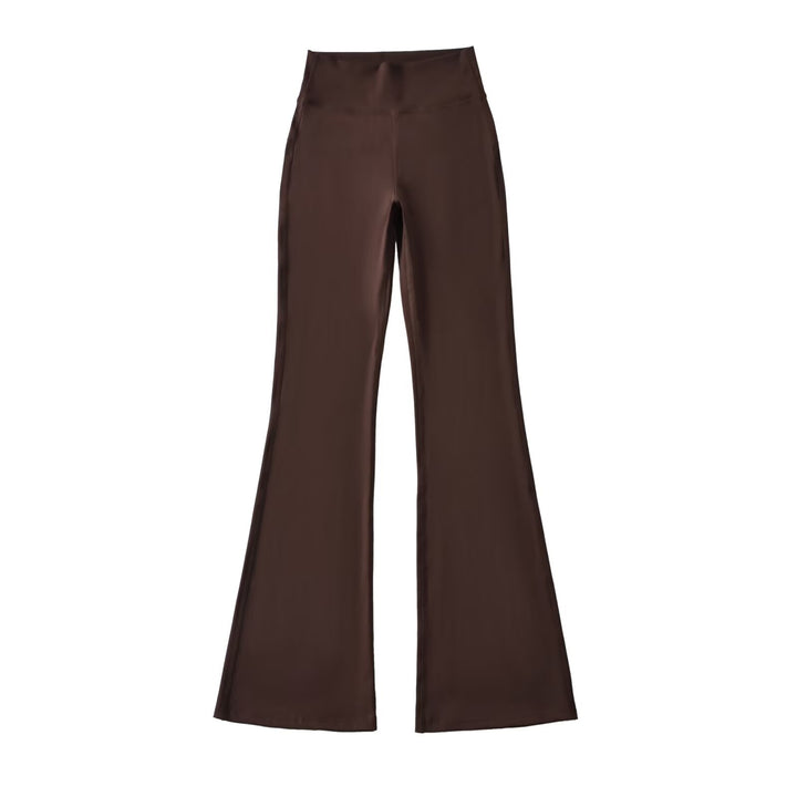 Ladies High-Waisted Flared Yoga Pants with Shaped Waist Mune Fashion