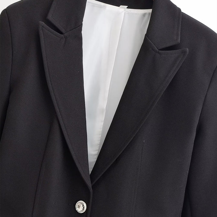 Women Tailored Single-Button Business Blazer with Patch Pockets Mune Fashion