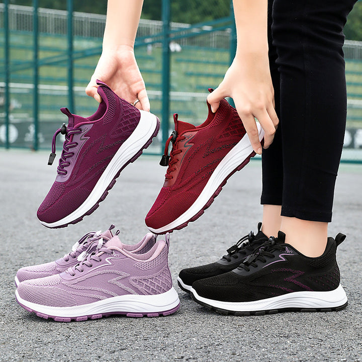 Women’s breathable knit running sneakers with quick-lace system, padded EVA midsole and patterned outsole Mune Fashion