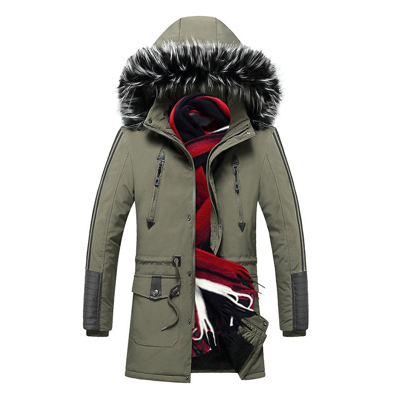 Men's longer winter parka with synthetic fur hood, padded thermal insulation and multifunctional pockets Mune Fashion