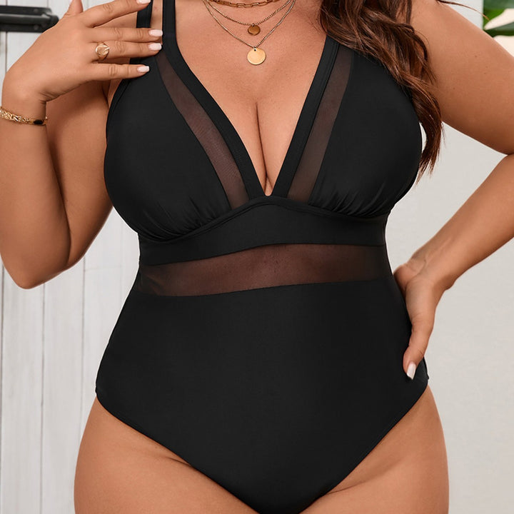 Women's One-Piece Swimsuit with Transparent Mesh Inserts Mune Fashion