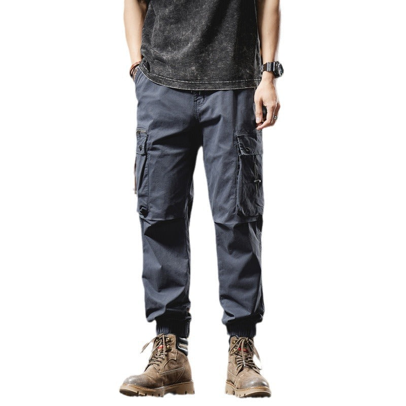 Men's Multifunctional Canvas Cargo Pants in Jogger Cut with Elastic Drawstring Waist and Multiple Pockets Mune Fashion
