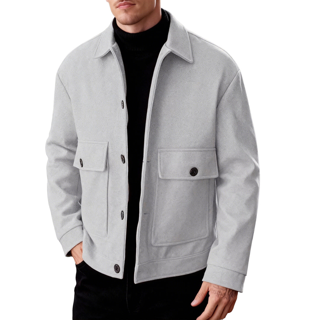 Men's short wool field jacket with shirt collar, flap pockets, and clear silhouette Mune Fashion