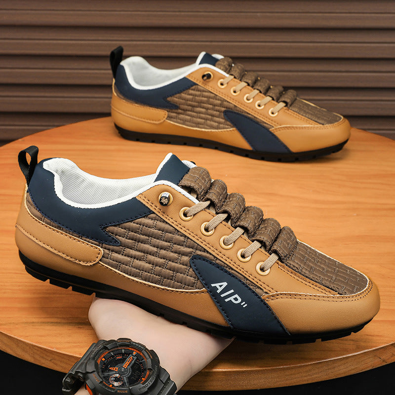 Men's Woven Low-Top Sneaker with Lightly Treaded Sole and Panel Details Mune Fashion