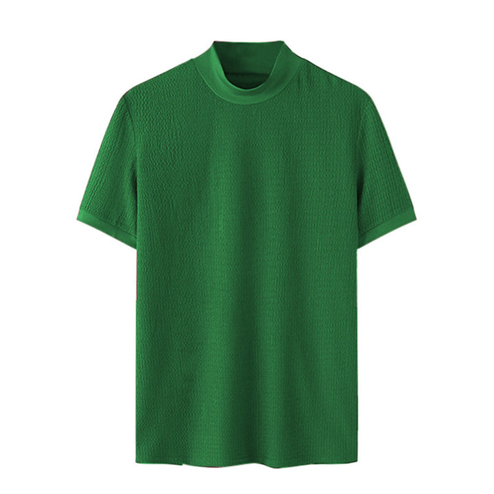 Men's short sleeve fine knit shirt with stand-up collar Mune Fashion