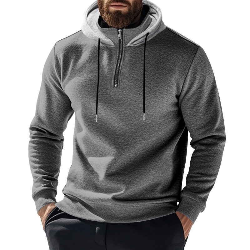 Men's half-zip hoodie with contrasting hood, drawstring and slim silhouette Mune Fashion