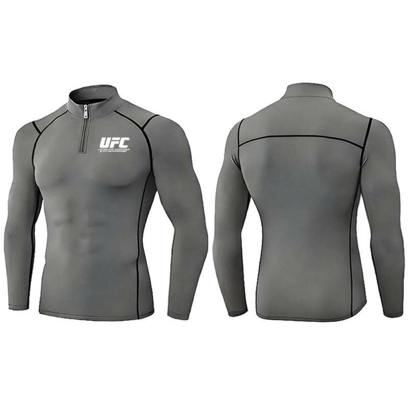 Men's tight-fitting compression shirt with short zipper and long sleeves Mune Fashion