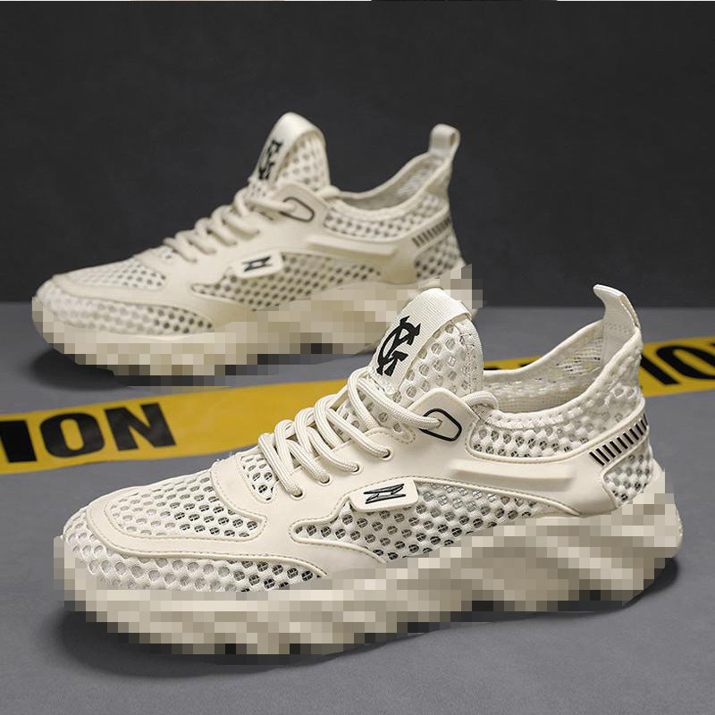 Men's Breathable Mesh Casual Sneakers with Textured Wave Platform Sole Mune Fashion