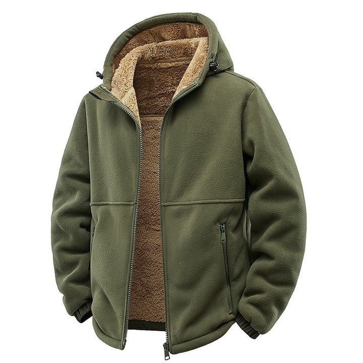 Men's Padded Teddy Fleece Hoodie with Two-Way Zipper & Zipper Pockets Mune Fashion