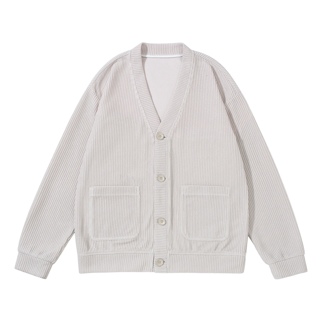 Unisex Structured Button Cardigan with V-Neck and Patch Pockets Mune Fashion