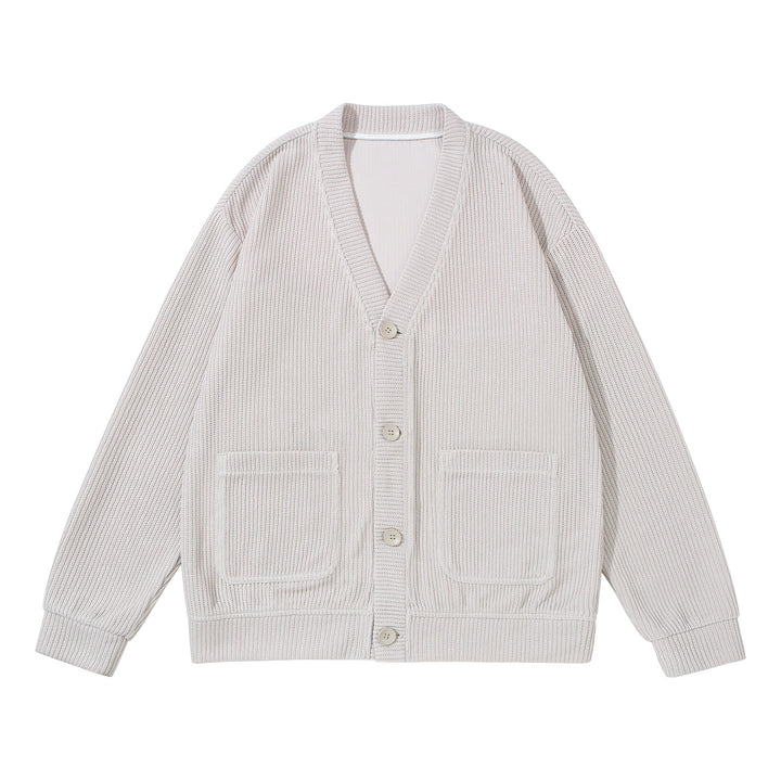 Unisex Structured Button Cardigan with V-Neck and Patch Pockets Mune Fashion