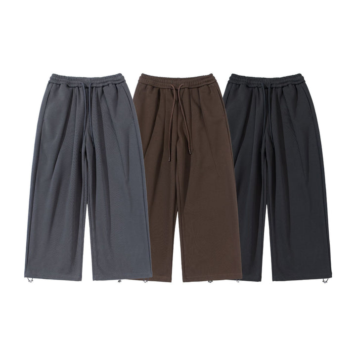 Unisex Wide Cropped Jogging Pants with Drawstring Waistband, Side Pockets and Adjustable Hem