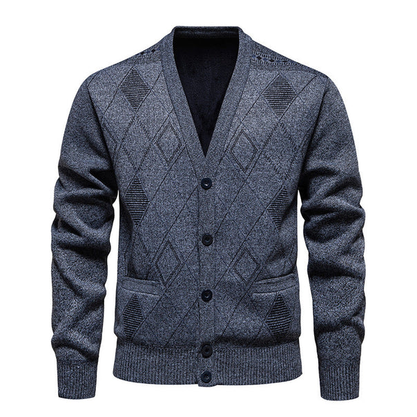 Men's Stylish Cardigan with Diamond Pattern Mune