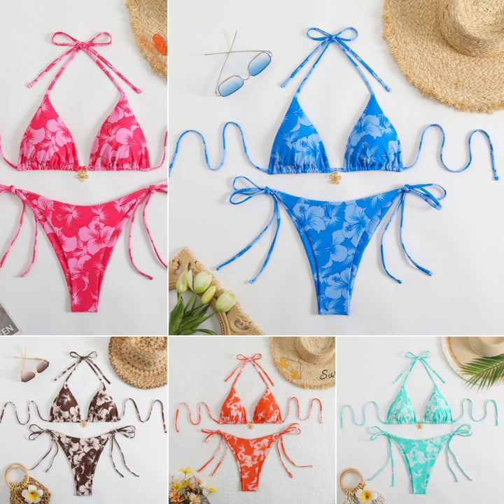 Ladies triangle bikini with delicate flower details Mune Fashion