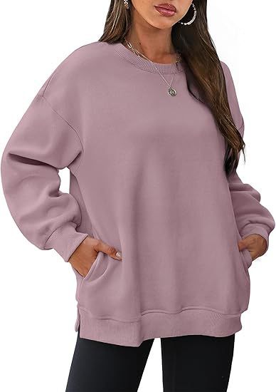 Women’s casual oversized sweatshirt with side pockets, ribbed hem, and dropped shoulder Mune Fashion