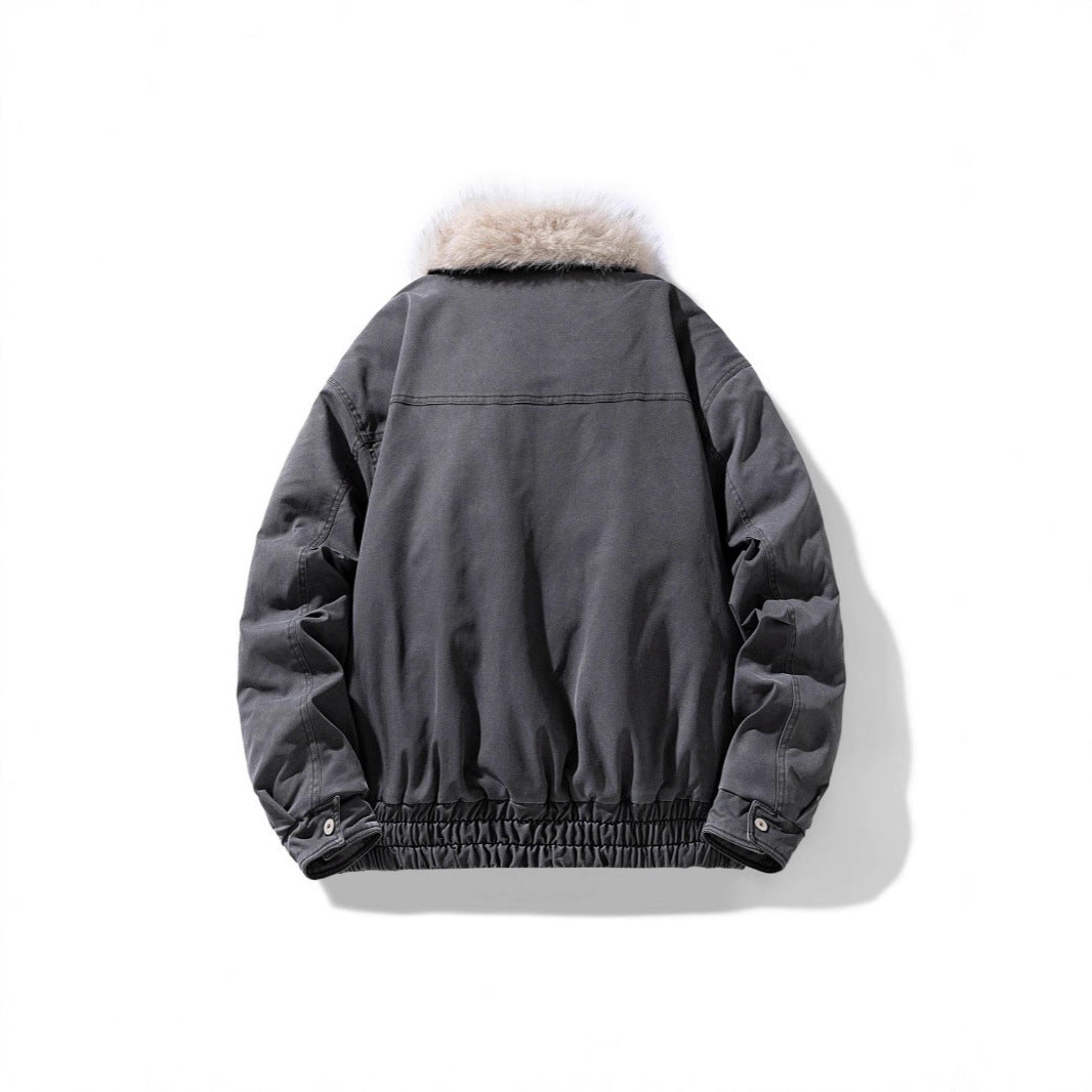 Men's padded bomber jacket with cozy faux fur collar and multiple pockets Mune Fashion
