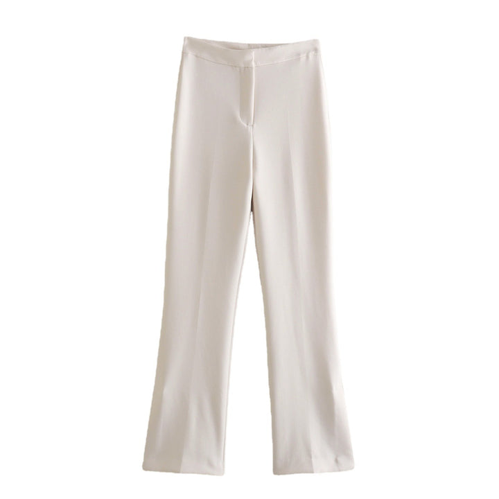 Ladies Elegant Stretch Trousers with Straight Leg and Crease Mune Fashion