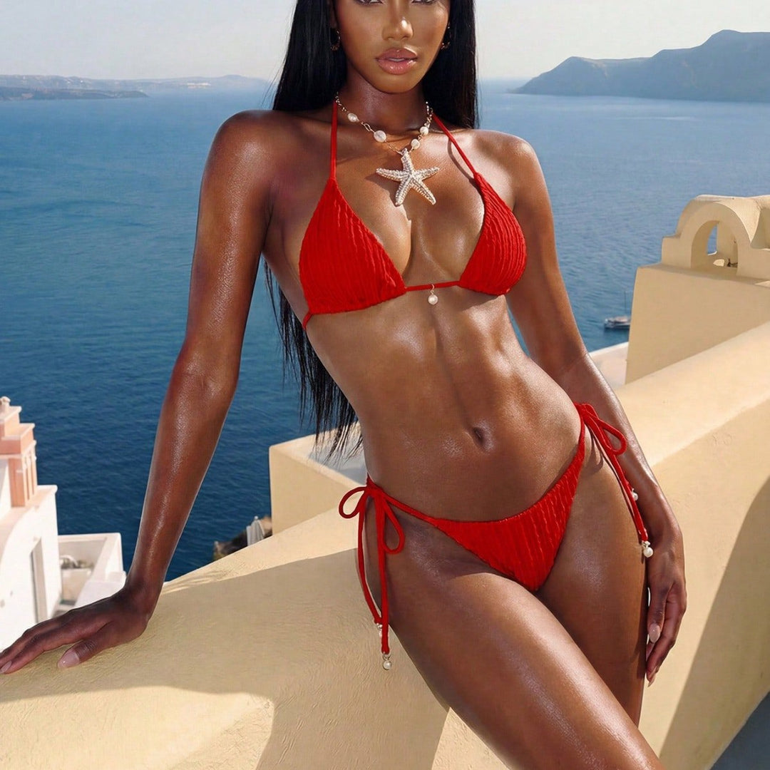 Women's Triangle Bikini with Structured Texture Mune Fashion