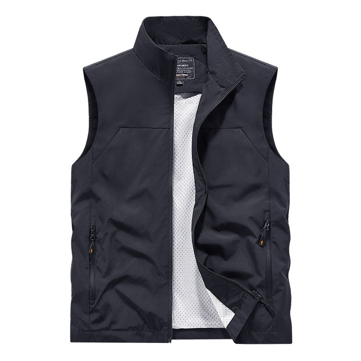 Men's Breathable Utility Vest with Mesh Lining, wind & water repellent exterior & zippered pockets Mune Fashion