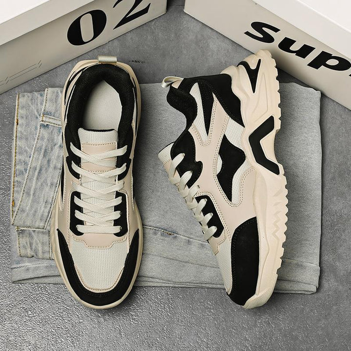 Men's Chunky Retro Sneaker with Wave Overlay and Sturdy Profile Sole Mune Fashion