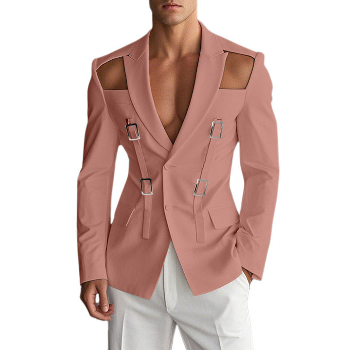 Men's avant-garde blazer with shoulder cutouts and buckle straps Mune Fashion