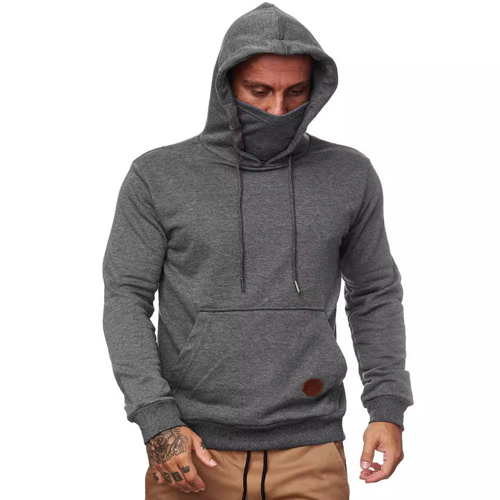Men's hoodie with integrated tube collar face mask, kangaroo pocket and ribbed cuffs Mune Fashion