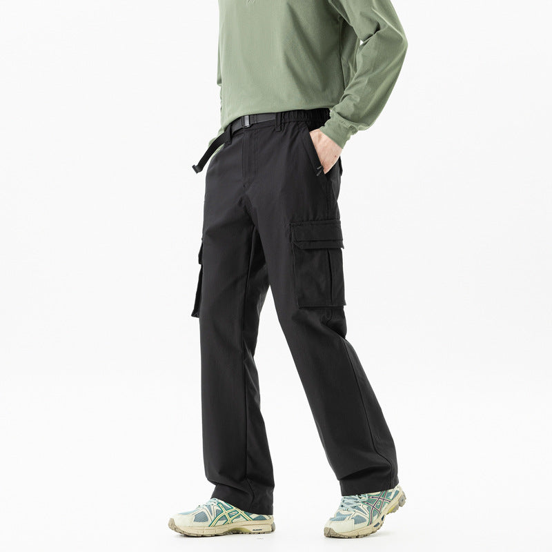 Men's utility cargo pants in technical trekking style with integrated belt and multiple pockets Drune