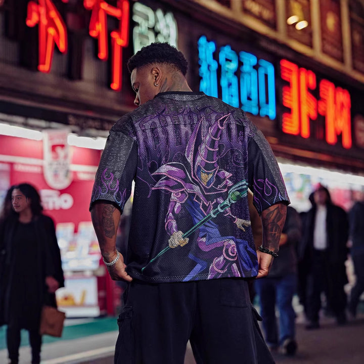 Unisex nan breathable mesh jersey with large area anime print and V-neck Mune Fashion