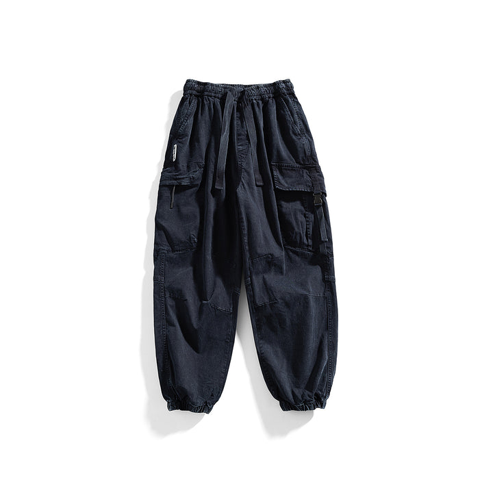 Men's utility cargo jogger with elastic waistband, multiple pockets and drawstring