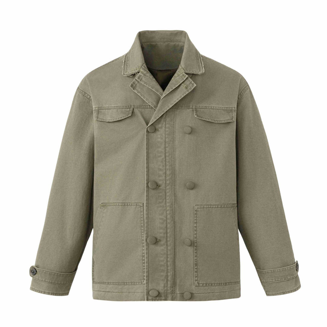 Unisex Robust Canvas Workwear Blouson with double button-free row, patch front pockets, and reinforced sleeves Mune Fashion