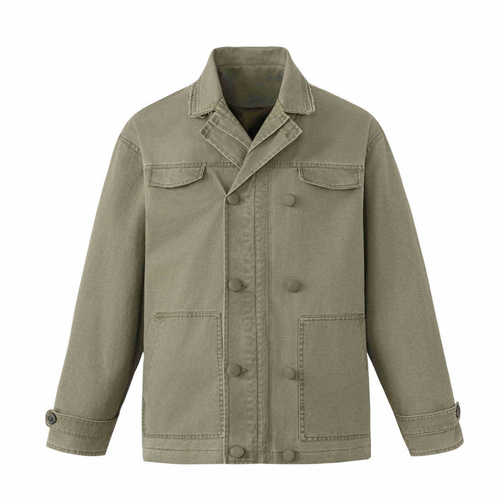 Unisex Robust Canvas Workwear Blouson with double button-free row, patch front pockets, and reinforced sleeves Mune Fashion