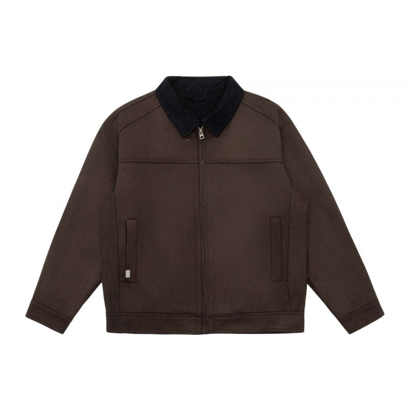 Men's Boxy Zip Blouson Jacket with Cord Collar and Minimalist Side Pockets Mune Fashion