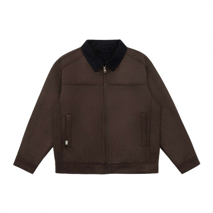 Men's Boxy Zip Blouson Jacket with Cord Collar and Minimalist Side Pockets Mune Fashion
