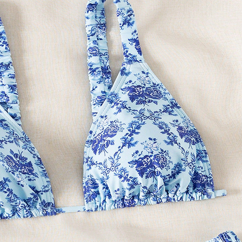 Women's Triangle Bikini with Ruffle Details and Sophisticated Back Lacing Mune Fashion