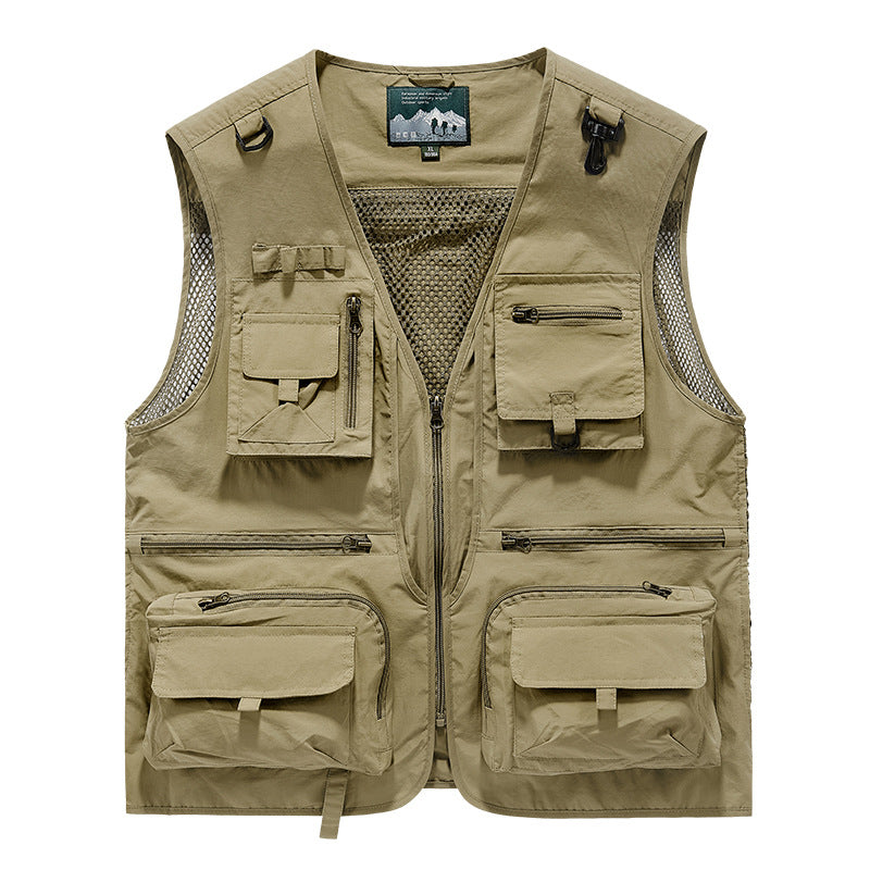 Men's multifunctional outdoor tactical vest with numerous pockets and mesh trim Mune Fashion