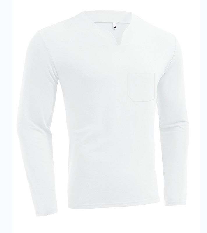 Men's long sleeve shirt with V-neck Slim Fit cotton blend and elastic comfort waistband Mune Fashion