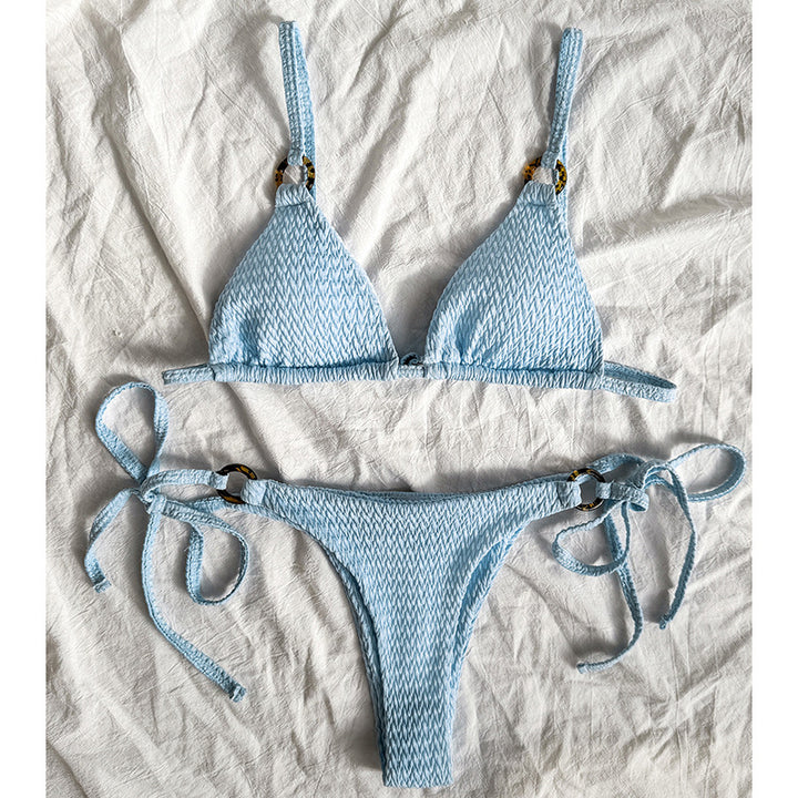 Women's Triangle Bikini with adjustable straps and elegant textured pattern Mune Fashion