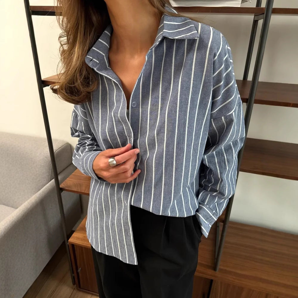 Women's Casual and Airy Striped Shirt Mune Fashion