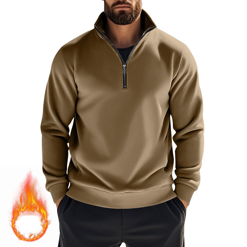 Men's nan thermal half-zip pullover with stand-up collar and warming fleece inner lining Mune Fashion