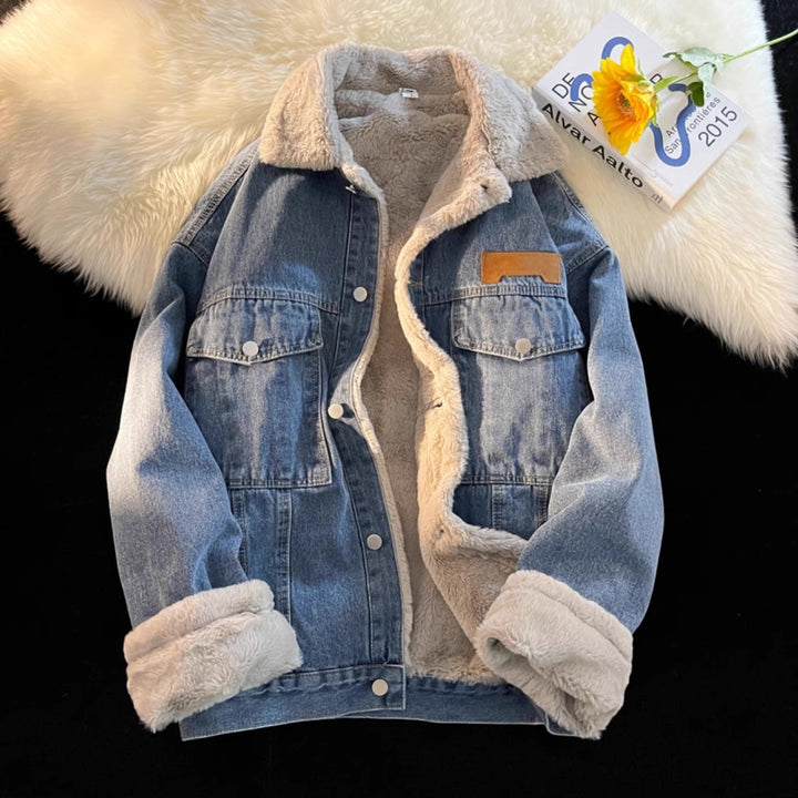 Women Soft Fleece-Lined Denim Jacket Mune Fashion