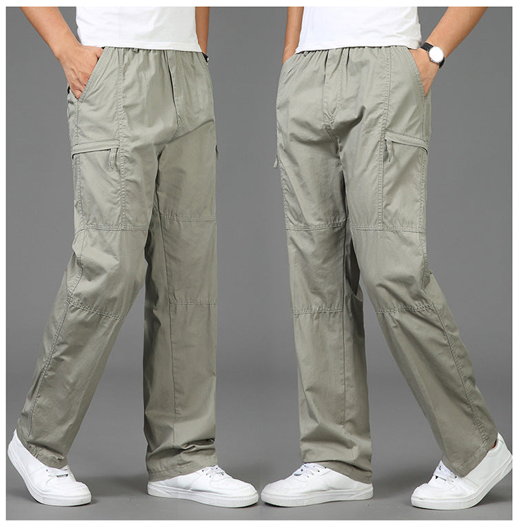 Women’s loose cargo pants with elastic waistband, multiple pockets and knee darts Mune Fashion
