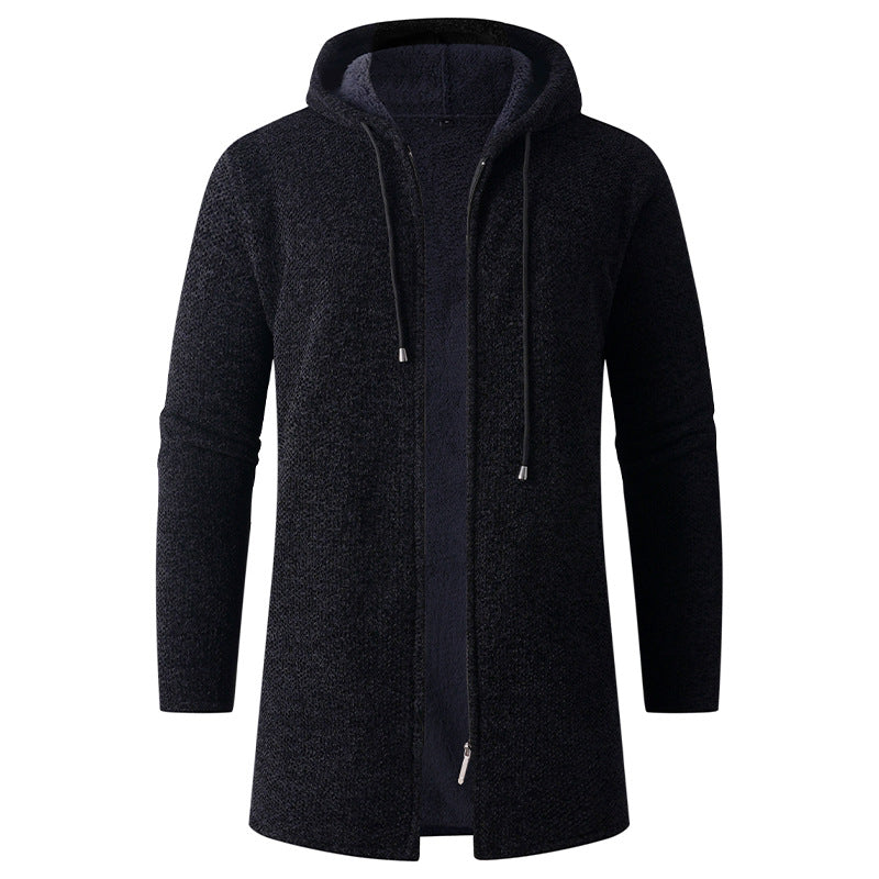 Men's Long Knit Hoodie Cardigan with Teddy Lining and Full Zipper Mune Fashion