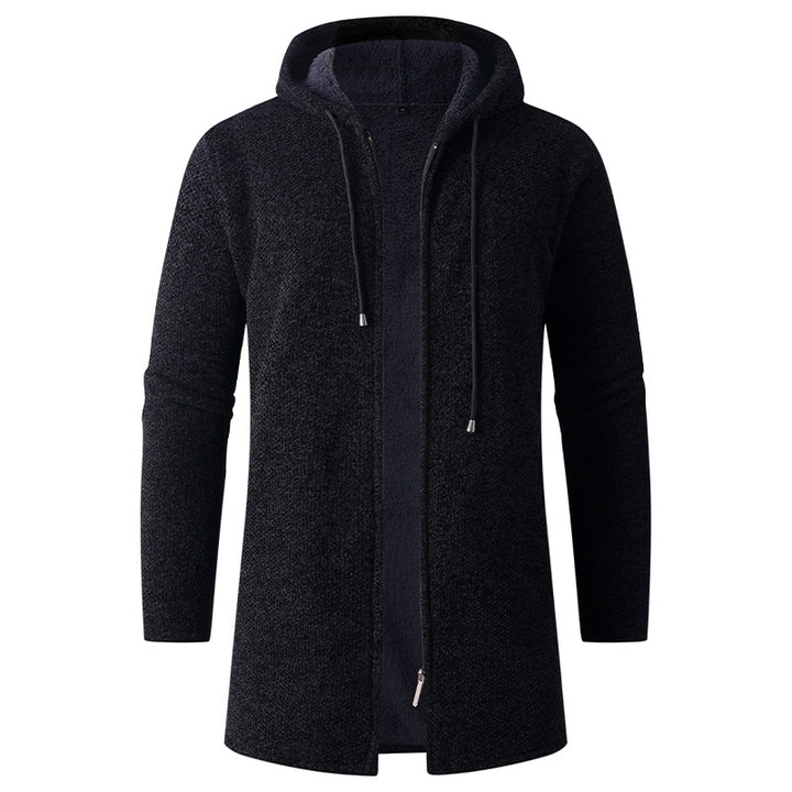 Men's Long Knit Hoodie Cardigan with Teddy Lining and Full Zipper Mune Fashion