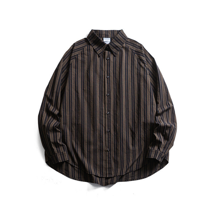 Unisex Oversize-Longline Shirt with vertical stripe pattern and rounded hem Mune Fashion