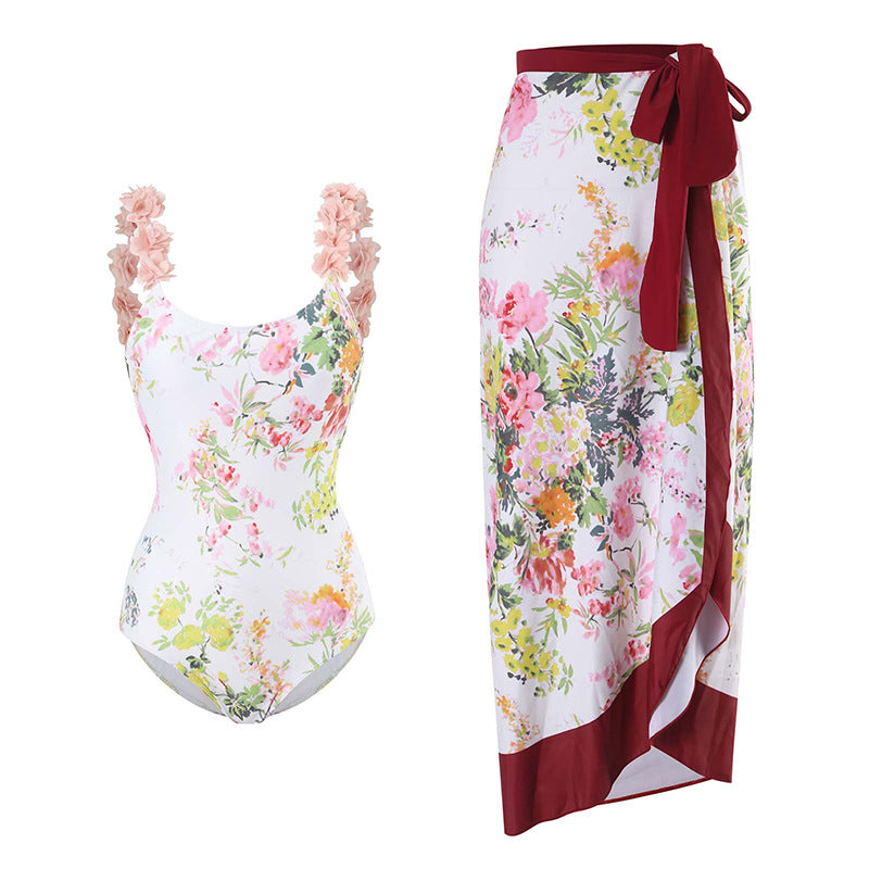 Women’s swimsuit with ruffle details and matching wrap skirt Mune Fashion