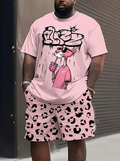 Men's casual leisure two-piece set with large smiley sunglasses print Mune Fashion