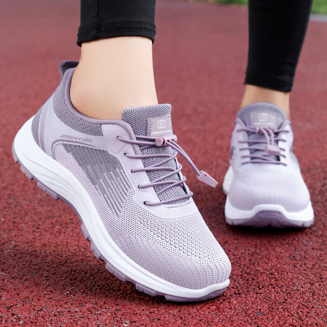 Women nan lightweight breathable knit walking sneakers with quick lace cord and cushioned EVA midsole Mune Fashion