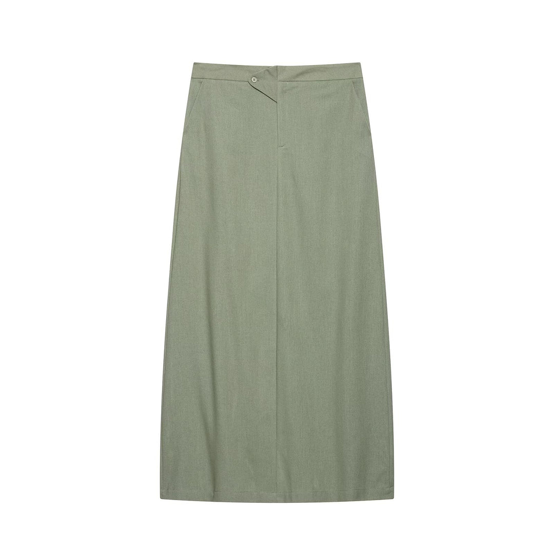 Women Two-Piece Blouse and Midi Skirt Set with Concealed Button Placket Mune Fashion